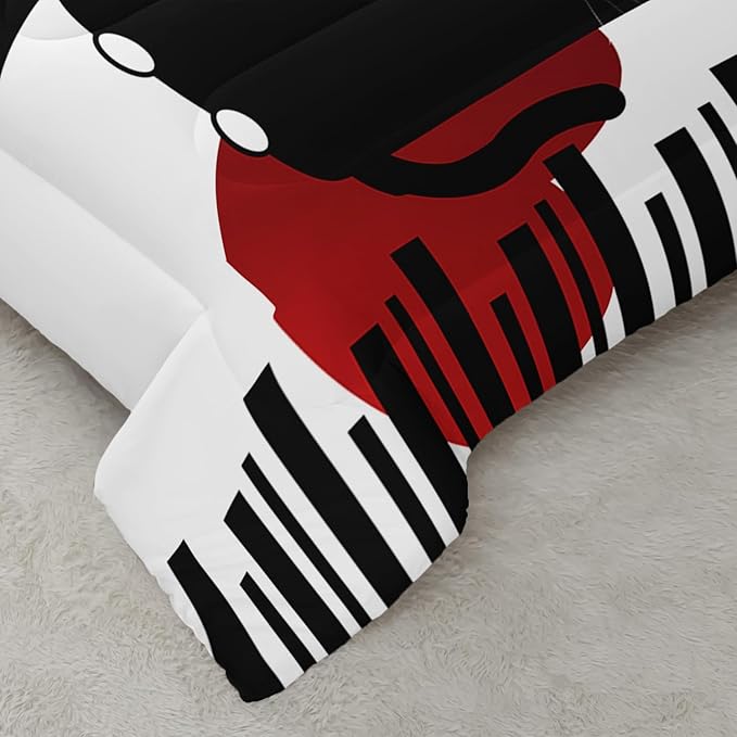 Kawaii Pet Cat Themed Comforter 3Pcs Queen Lover's Kitten Animal Bedding Set for Cat Lover Kid Teen Girl Boy Black White Cat Heart Pattern Quilt Bed Decor with 1 Comforter and 2 Pillowcases