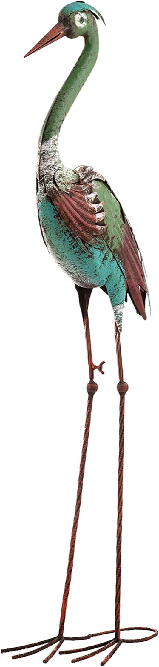 Alpine Corporation 40" Tall Outdoor Rustic Metal Crane Statue Yard Art Decoration