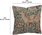 Charlotte Home Furnishings Decorative Tapestry Pillow Cover 14x14 in, Green Two Does Couch Throw Pillow Cover, French Country Square Cushion Cases for Bed Room Home Decor, Soft Cotton Jacquard Woven