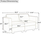 Belffin Modular Loveseat Sofa Couch with Storage Seats Velvet 2 Seater Love Seats for Small Spaces Grey