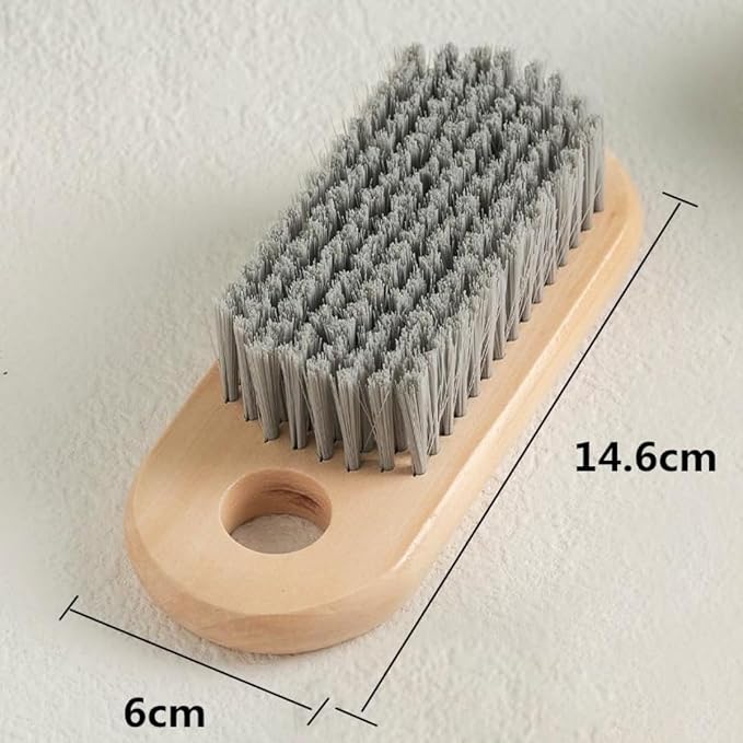 2PCS Wood Laundry Brush, Long Handle Clothing Stain Remover Scrubber, Soft Bristle for Scrubbing Out Tough on Delicate, Easy to Grip Hand Washing Clothes
