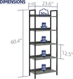 NUMENN Bookshelf, 5 Tier Bookshelves, Home Office Bookcase Shelf Storage Organizer, Free Standing Storage Shelving Unit for Bedroom, Living Room and Home Office, Dark Grey