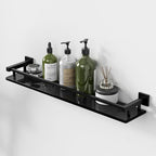 Alise Bathroom Shelf Wall Mounted, Matte Black Large Capacity Glass Shelf for Bathroom, 24 inch