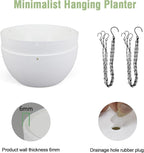 8 inch Small Hanging Planters for Indoor Outdoor Plants, 2 Pack Hanging Flower Pots with Drainage Holes and Chain for Garden Porch Plants, Plastic Hanging Baskets for House Plants, White