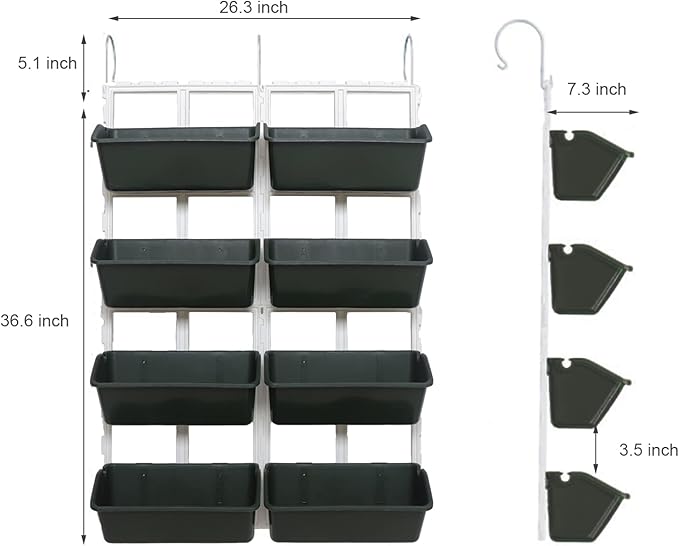 Vertical Wall Hanging Planter, 4-Tier Hanging Planter Rack, 8 Pockets Plant Vegetable Fruit Herb Hanging Pocket Holder Flowerpot or Flowers Vegetables Herb (Army Green)