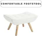 Modern Sherpa Accent Chair with Ottoman Set of 2, Fluffy Upholstered Lounge Chair with Footrest, Comfy Living Room Side Boucle Armchair for Small Space Bedroom, White