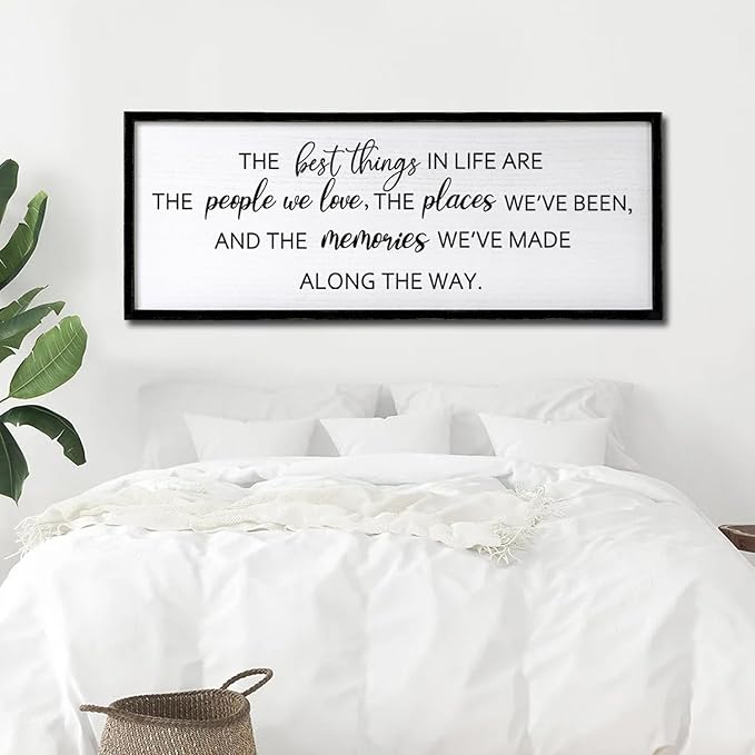 The Best Things in Life Framed Wall Art, 32''×12'' Rustic The Best Things in Life Sign for God Jesus Christ Prayer, Horizontal Holy Inspirational Family Home Decor