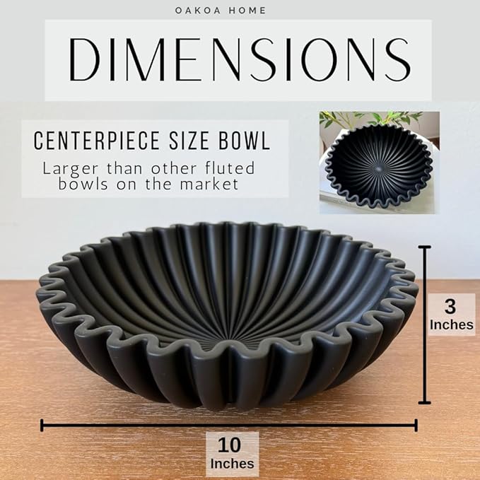 OAKOA Concrete Black Decorative Bowl for Home Decor - Black Bowl Decor - Modern Coffee Table Key Bowl for Entryway Table