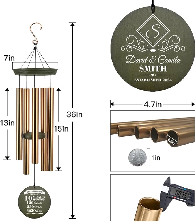 ASTARIN Personalized Wind Chimes for Anniversary, Customized Wedding, Anniversary Presents, Birthday Gifts for Loved One,Gifts for Couples, Gift for Wife, Gift for Her