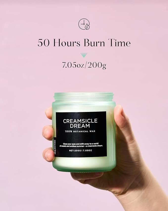 M&SENSE Orange Creamsicle Scented Candle, 7.05oz 50 Hours Slow Burning Non Toxic Natural Soy Wax 2 Wick Candle for Home Scented, Long Lasting Home Fragrance Gifts for Housewarming & Anniversry