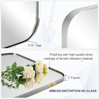 ANDY STAR Chrome Bathroom Mirror, 28x36 Inch Stainless Steel Metal Frame Oblong Bathroom Mirror for Vanity, 1’’ Deep Wall Mounted Vertically/Horizontal