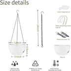 2 Pack Hanging Planters for Indoor Outdoor Plants, 8 Inch Self Watering Hanging Pot with Drainage Holes and Saucer, Plastic Plant Pots, White Flower Pots for Kitchen, Balcony, Garden