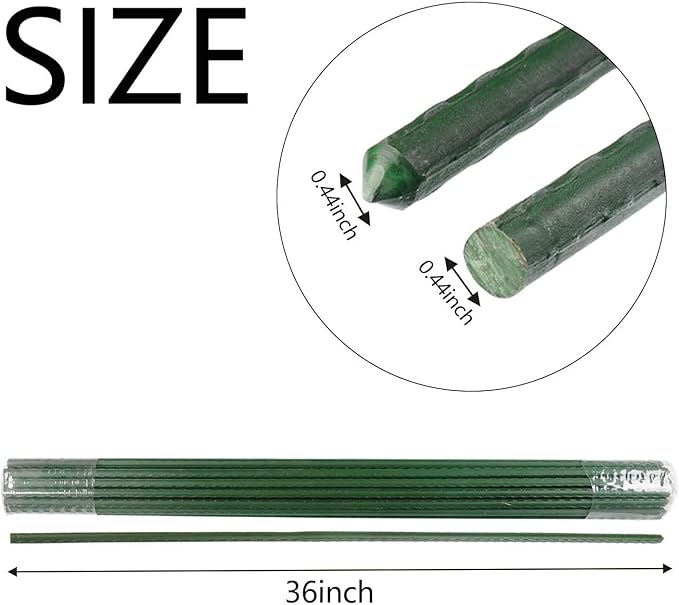 Garden Plant Stakes 36 Inch 3Ft Steel Plant Stick Support, 25 Pack Tomato Stakes for Growing Climbing Plants, Potted Plants, Tomatoes, Trees, Cucumber, Beans, Fences Poles