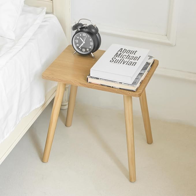 AWASEN Side Table, Small End Accent Table for Living Room Bedroom Office Small Spaces, Modern Wood Side Table Nightstand with Solid Wood, Easy Assembly, (Natural)
