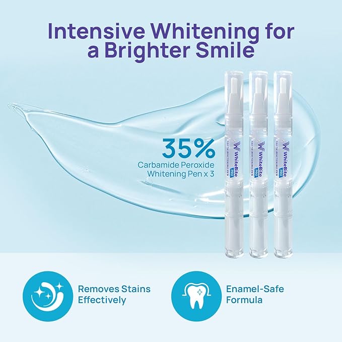 Whitebite Pro Teeth Whitening Kit for Sensitive Teeth – LED Light + 35% Carbamide Peroxide Gel + Remineralizing Gel | Dental-Grade Results at Home