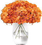Tifuly Hydrangea Artificial Flowers -12 pcs Realistic Fake Hydrangea Silk Flowers with Stems Faux Hydrangea Flowers Heads for Office Home Party Wedding Centerpiece DIY Floral Decor (Orange)