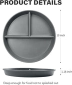 greenandlife 10 Inch 4PCS Unbreakable Portion Control Plates, Divided Plates for Kids Adults, Dishwasher & Microwave Safe Compartment Plate, Lightweight Reusable Wheat Straw plate, BPA Free