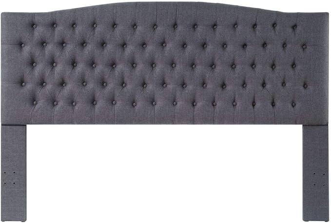 24KF Upholstered Tufted Button Linen Fabric Headboard,Comfortable Fashional Headboard King/CA King Size,Dark Gray