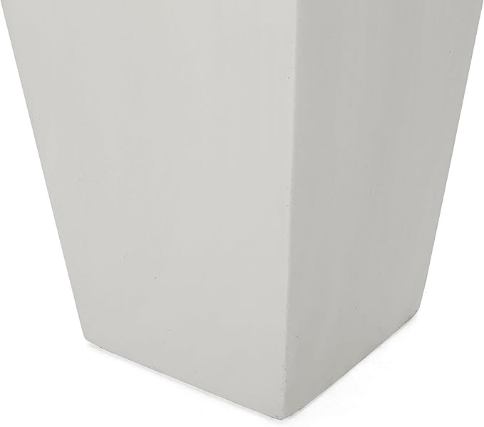 Christopher Knight Home Jorine Tapered Planter, Cast Stone Plant Pot, Lightweight Concrete Urban Planter, Standing Urn, Patio Garden Pot for Entryway Poolside, No Assembly Needed, 13" Matte White