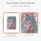 Homeforia Rose Gold 8x10 Picture Frame, High End Metal 8 x 10 Poster Frames with Mat 5 by 7 Print, 10x8 Thin Frame Matted to 7x5 Photo, 8by10 Wall or Tabletop Frame, Tempered Glass, Wall Kit, Set of 1