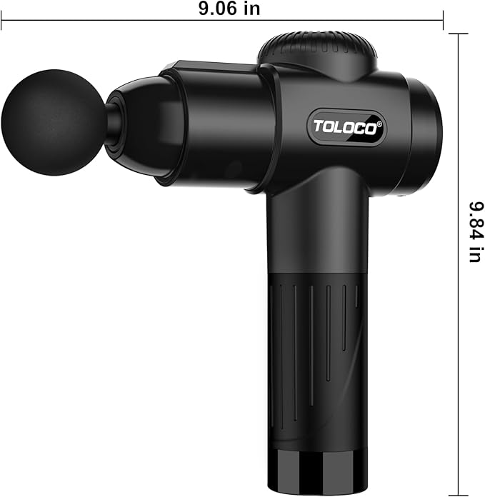 TOLOCO Massage Gun, Deep Tissue Back Massage for Athletes for Pain Relief, Percussion Massager with 10 Massages Heads & Silent Brushless Motor, Gifts for Fathers Day, Black
