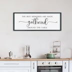 SRSZHIYUE The Best Memories Are Made Gathered Around The Table Sign Wall Decor Art 40"×15" for Kitchen Dining Room Large Wood Framed Wall Hanging (Black)