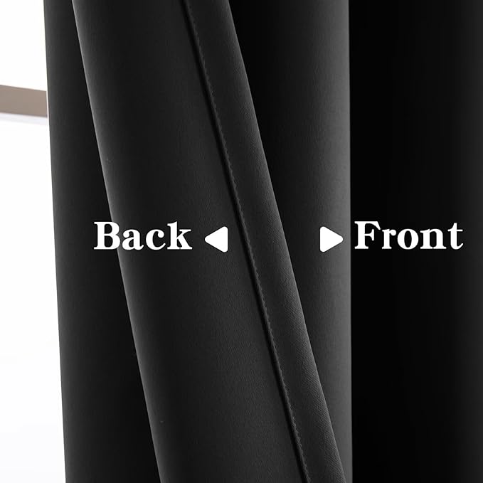 Blackout Curtains 72 Inch Length for Bedroom, Thermal Insulated Blackout Curtains 2 Panels Set, Solid Grommet Privacy Room Darkening Drapes for Living Room Windows(W52 x L72, Dark Grey)