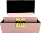 Galt International Storage Box Set Decorative Storage Box w/Hinged Lid Classic Design Wood Decor Boxes with Geometric Clasp Storage for Bedroom & Home - Set of 2 (Pink & Gold)