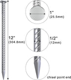 VVOKGO 12 Inch Rebar Stakes Metal Asphalt Anchoring Spikes Ground (16pcs), 1/2 Inch Diameter Galvanized Landscape Anchors Heavy Duty for Speed Bump, Handicap Threshold Ramps, Parking Limits Curb, Tarp