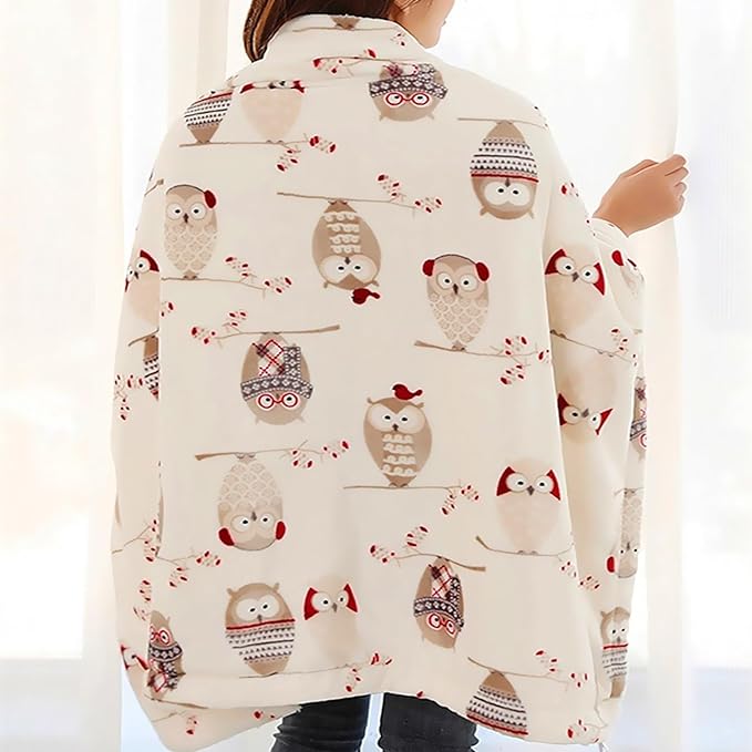 UKELER Owl Sherpa Bed Blanket King Size 90''x108''- Ultra Soft Cozy Flannel Fleece Blanket for Bed/Couch/Sofa/Office, Great Gift for Women's Day,Mother's Day,Father's Day,Thanksgiving,Christmas