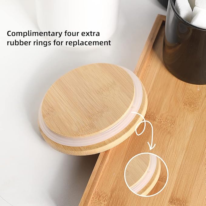 Sweejar Kitchen Canisters Ceramic Food Storage Jar Set, Stackable Containers with Airtight Seal Bamboo Lid for Serving Ground Coffee, Tea,Grains, Herbs,Sugar, Salt and More - Pack of 4（Gray）