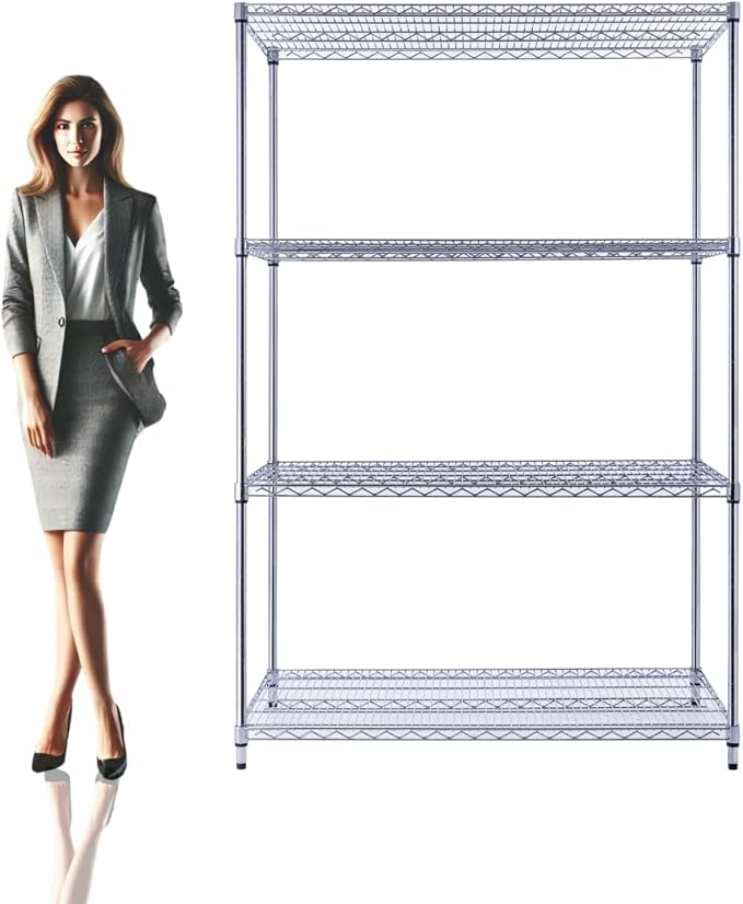 48"x24"x72" Chrome Premium Metal Steel Wire Shelving 4-Tier NSF 3200 LBS MAX Capacity Heavy Duty Storage Rack for Garages, Commercial Spaces, Hospitals, & Schools w/Premium Wheels