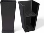 La Jolíe Muse Tall Planters 20 Inch, Flower Pot Pack 2, Patio Deck Indoor Outdoor Garden Tree Planters (Black)