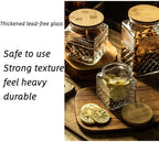 Glass Storage Jar, 38 FL OZ Glass Food Storage Canisters with Bamboo Lid, Kitchen Containers Decorative Jar Airtight Glass Jars For Cereal Nuts Snack Candy Cookies Coffee Tea