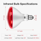 Infrared Bulb Heat Lamp, 150W Red Light Therapy Bulbs, Infrared Light Bulb for Body Suitable E26/E27 Socket