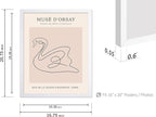 Poster Master Vintage Poster - Retro One Line Swan Drawing Print - Swan Art - Bird Art - Minimal Gift for Her, Animal Lover - Abstract Decor for Home, Office, Bedroom, 16x20 White Framed