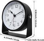 Small Desk Analog Alarm Clock Battery Powered Mini Metal Nightstand Shelf Clock with Light Side Table Decor Mid Century Cute Alarm Clock for Heavy Sleepers Bedrooms Desktop Living Room Bathroom