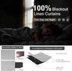 Light Gray Blackout Linen Curtains 108 Inches Long 2 Panel for Sliding Glass Door Puddle Length Floor to Ceiling Drape Lightweight Thermal Black Out Curtain for Bedroom Living Room Heather Grey Silver