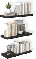 12 Inch Deep Floating Shelves for Wall 3 Pack Floating Shelves Large Storage Space Wall Mount Shelf for Living Room Kitchen Bathroom 30" W x 12" D x 1.2" H Black
