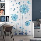 Hello Spring Summer Window Cling Sticker Flowers, and Butterfly Window Stickers, Spring and Summer Decor, Home, Shop, and Party Window Glass Display Stickers (Blue)
