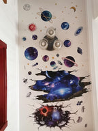 Quanhaigou Blue Purple Galaxy Wall Decals, Removable Sticker,The Art Magic 3D Milky Way Cosmic Stars Spacecraft Dreamscape Home Decor for Bedroom Living Room Floor Ceiling Kids Room