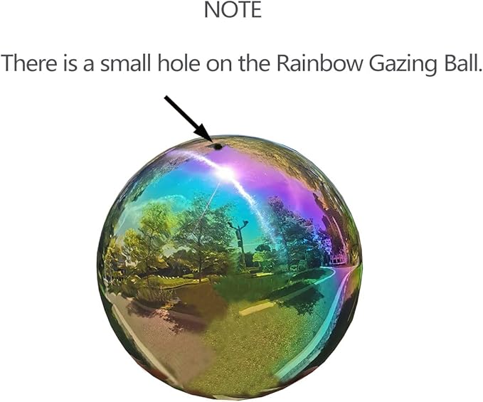 Rainbow Gazing Globe Mirror Ball in Stainless Steel, Shiny Hollow Sphere Sparkling Housewarming Outdoor Ornament (6 Inch)