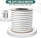 GZBtech Flexible LED Neon Rope Lights 100FT,AC 110-120V Waterproof Strip Light, 120 LEDs/M Cuttable Connectable Neon Lighting for Indoor Outdoor Home Decor/Commercial Building Use-Cold White 30M