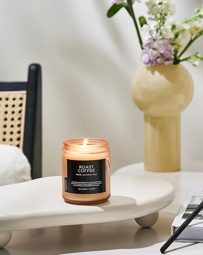 M&SENSE Coffee Candles Scented Strong, Organic Natural Soy Wax for Bedroom Kitchen Home Decor, 7.05oz 50 Hours Slow Burn Candle Highly Scented Candle Housewarming Gift for Men Women