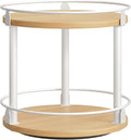 Lazy Susan Organizer, Rotating Spice Rack, 2 Tier Spice Turntable Organizer, Industrial Turntable Spice Holder, for Kitchen Countertop, Compact and Versatile, White and Natural SR22WN