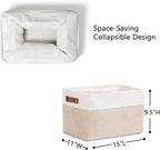 DULLEMELO Fabric Storage Bins, Storage Baskets for Organizing, Collapsible Rectangular Fabric Baskets for Shelves, Empty Gift Baskets (3-Pack Medium-15 inch X 11 inch X 9.5 inch , White&Khaki)