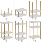 IBUYKE 3-Tier Side Table, Solid Wood Tall End Table with Storage Shelves, Nightstand Bedside Table for Living Room Bedroom Office, No-Tool Assembly, White UWST003W