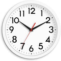 12 Inch Wall Clock Battery Operated Silent Non Ticking Analog Modern Decorative for Office Kitchen Outdoor Living Room Classroom Bedroom Bathroom School(White)