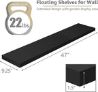 Sorbus Floating Shelves for Wall - 48 Inch Long Bathroom Shelves, Wall Decor for Bedroom, Kitchen, Living Room & Book Storage - Mounted Floating Shelf with Invisible Brackets (Black, 3 Pack)
