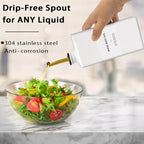 Olive Oil Dispenser Bottle for Kitchen, 16.9oz Soy Sauce Dispenser, UV Protected Oil&Vinegar Cruet Set, Soy Sauce Dispenser (White, Set of 2)